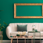 green wall living room