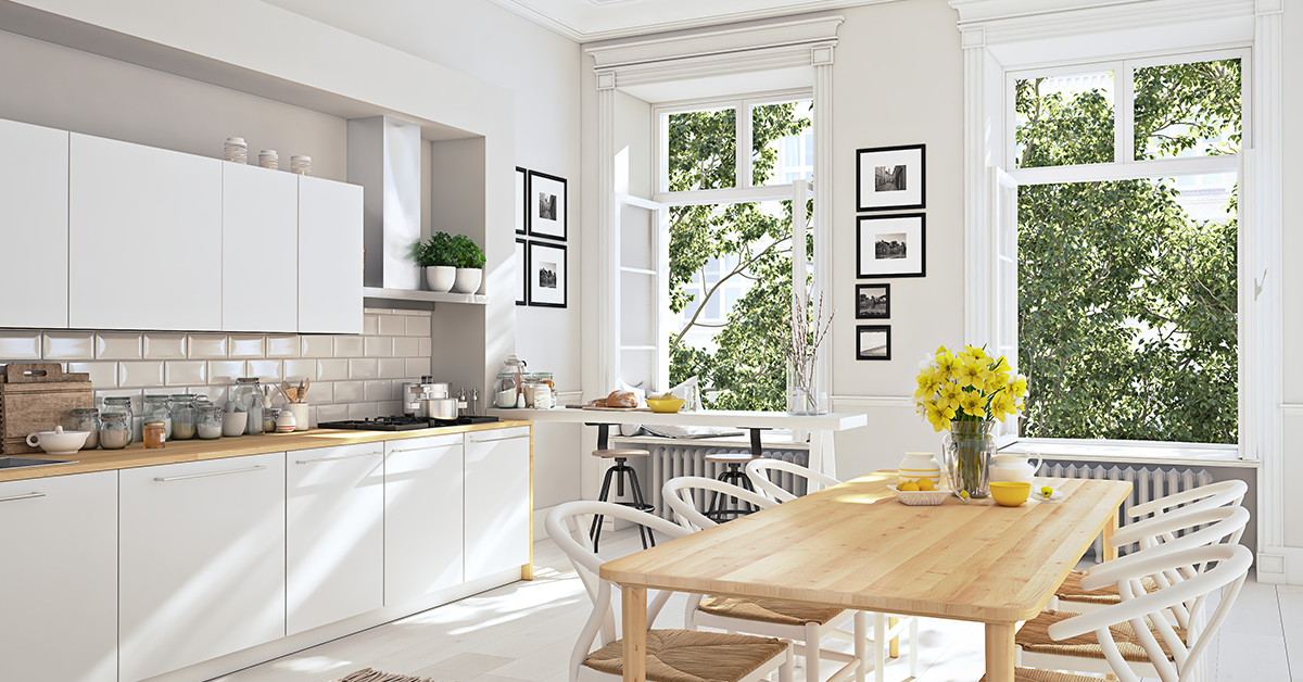 Kitchen painted in white colour