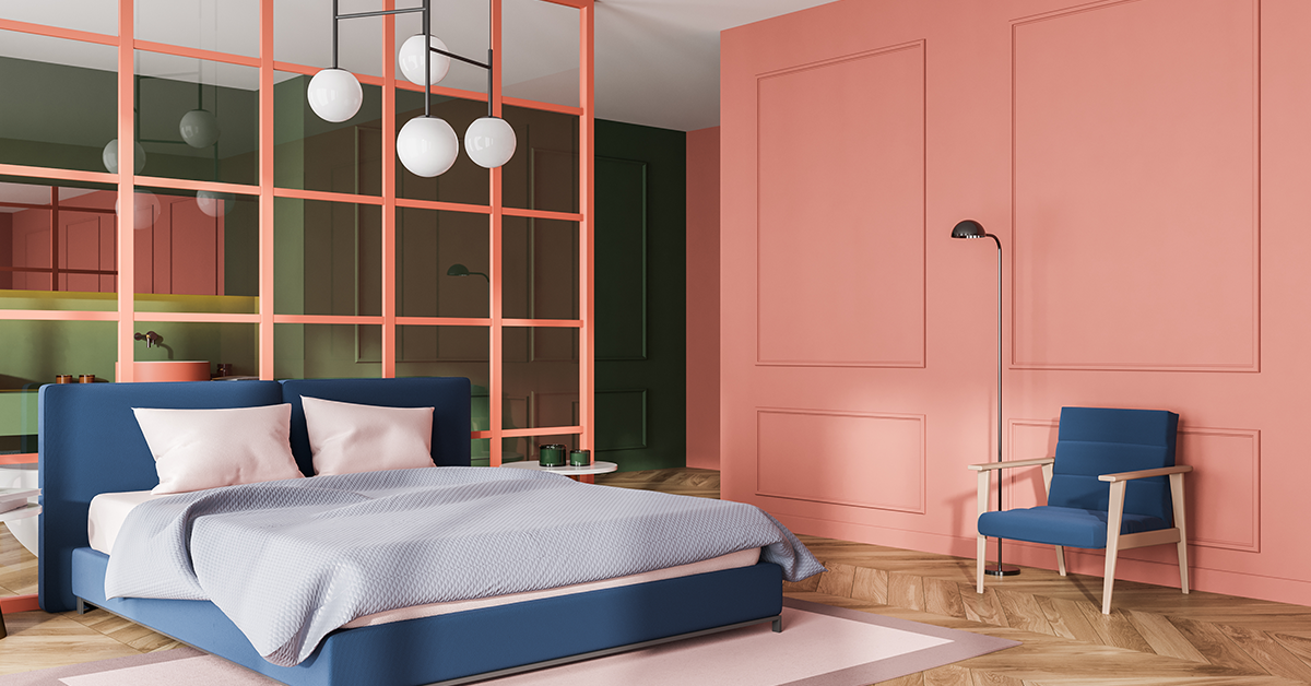 Peach coloured walls