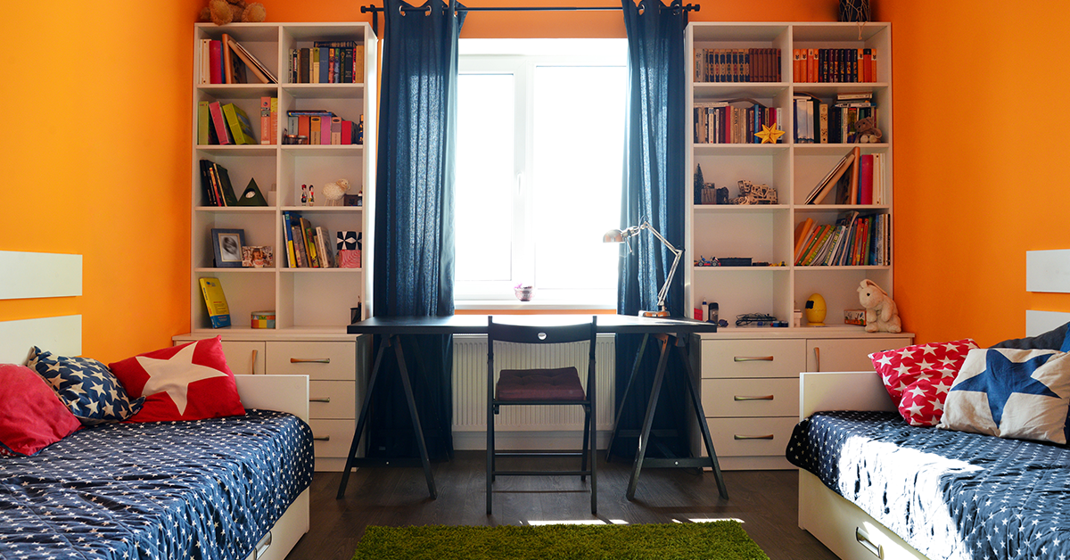 Orange coloured kids room