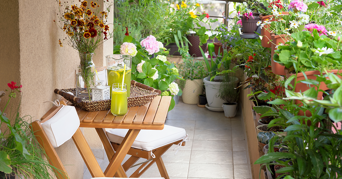 Balcony area wooden furniture