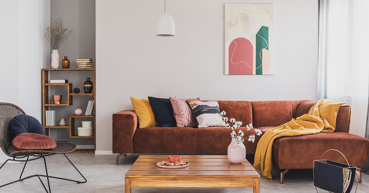 Wooden furniture in living room