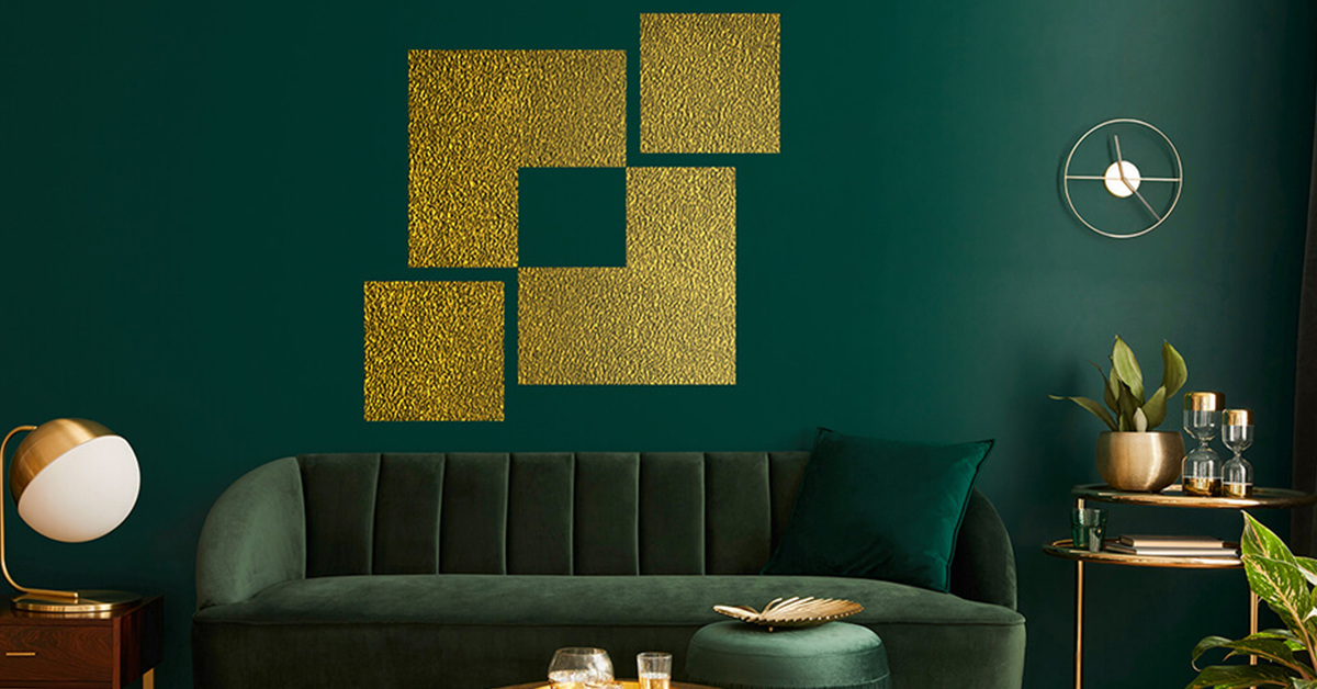 Green and gold wall wall colour combination