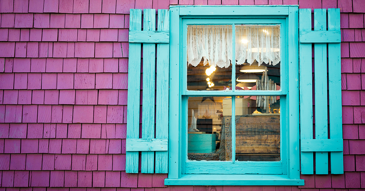 Blue and purple exterior home colour combination