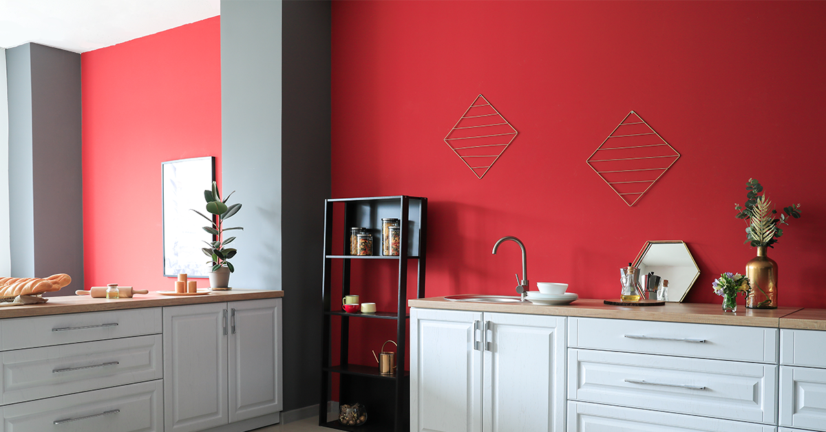 Modular kitchen red colour combination