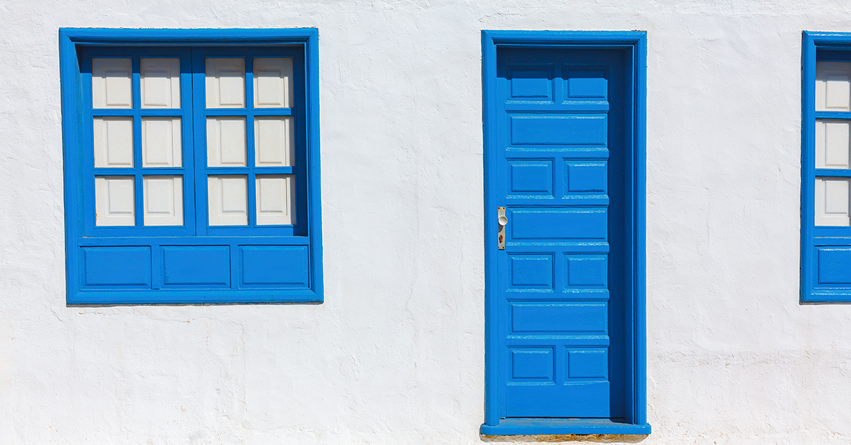 Blue and white exterior home paint