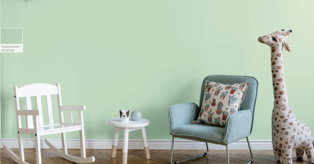 Kids Room With Green Wall Shade