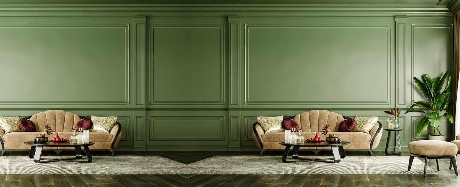 Classic Sofa With Green Wall Background