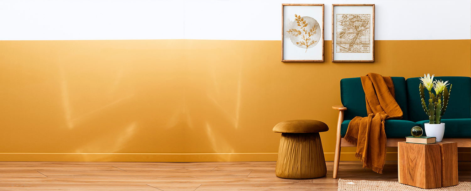 Mustard Yellow And White Wall